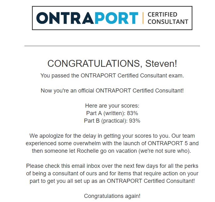 OntraPort test results