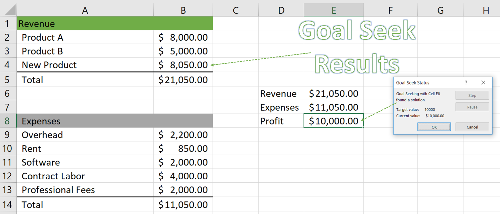 Use Goal Seek in Excel to find a target value Sequentia Solutions