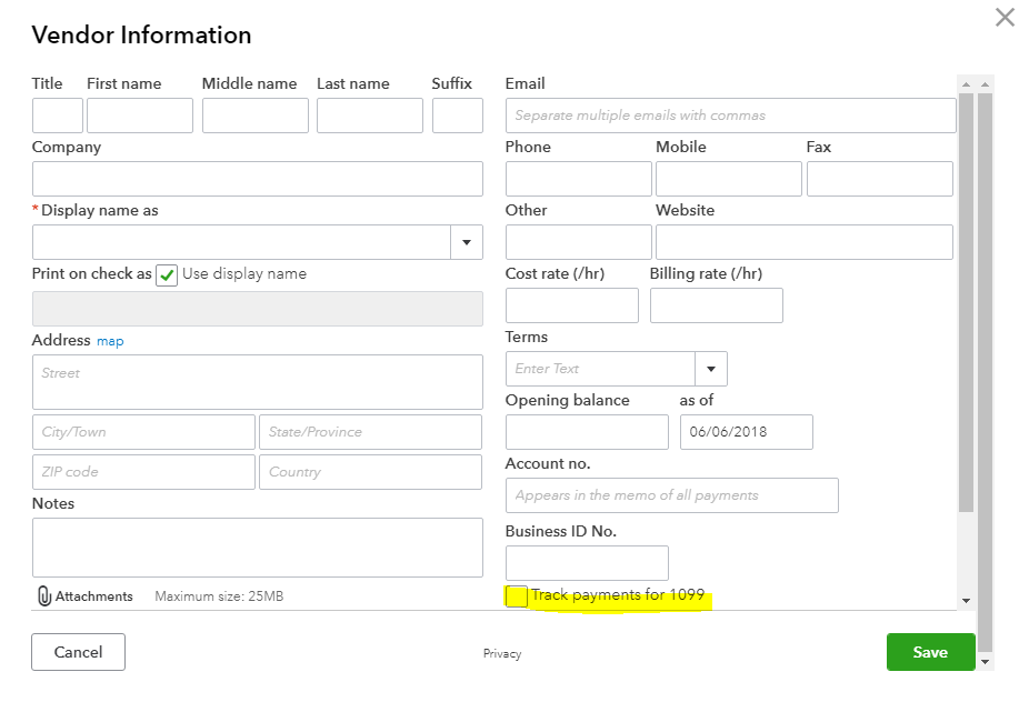 Vendor details