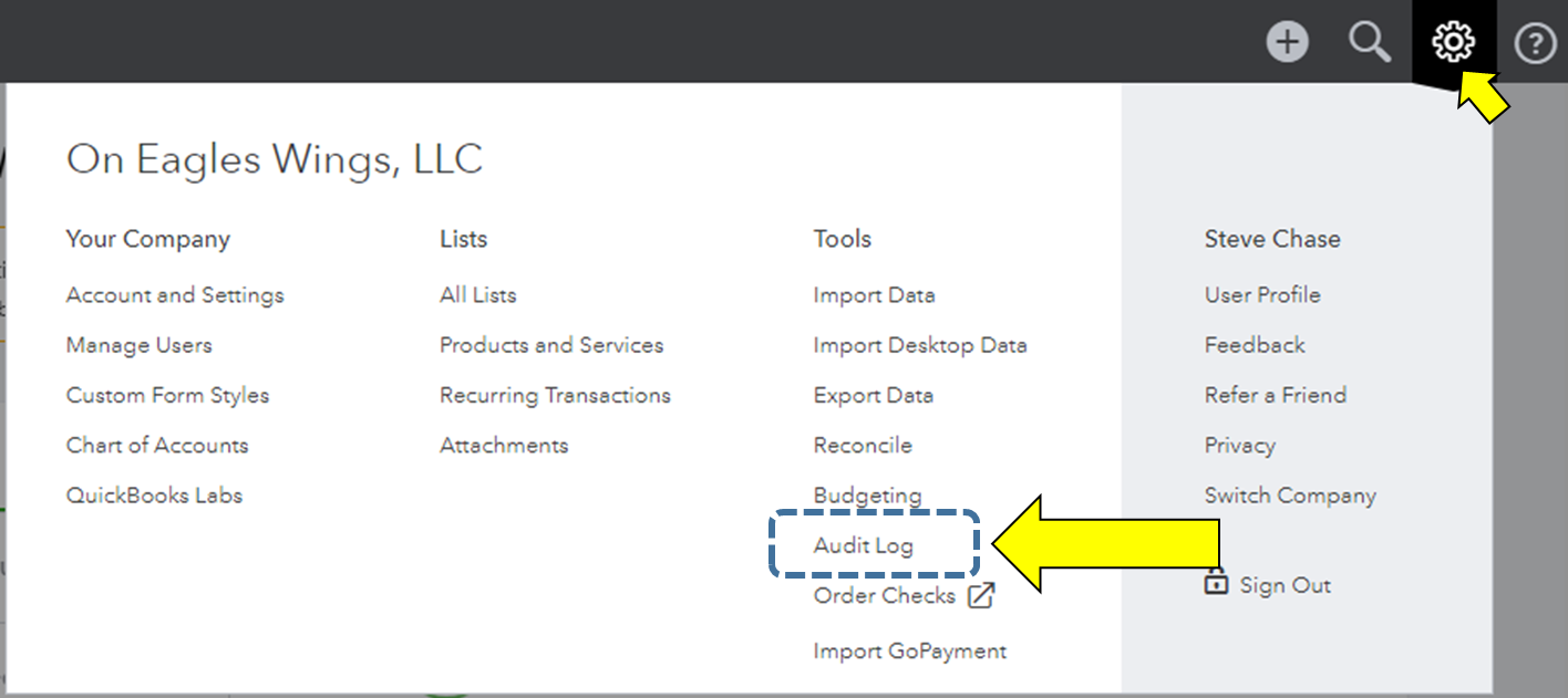 audit log quickbooks online