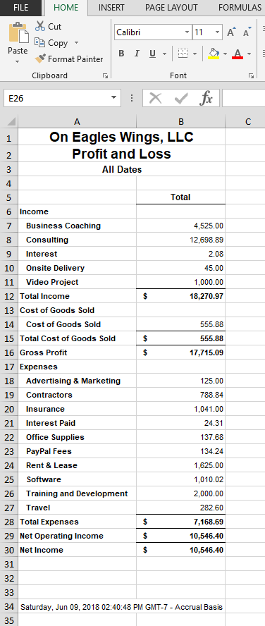 income statement Excel