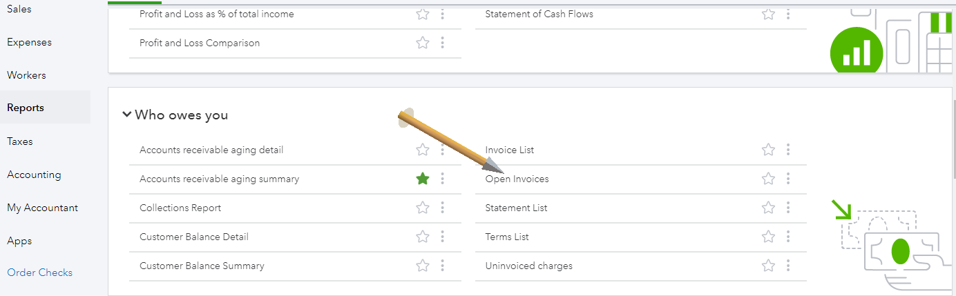 open invoces quickbooks