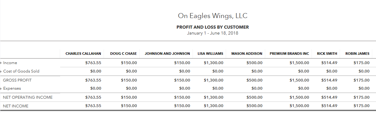 profit and loss by customer