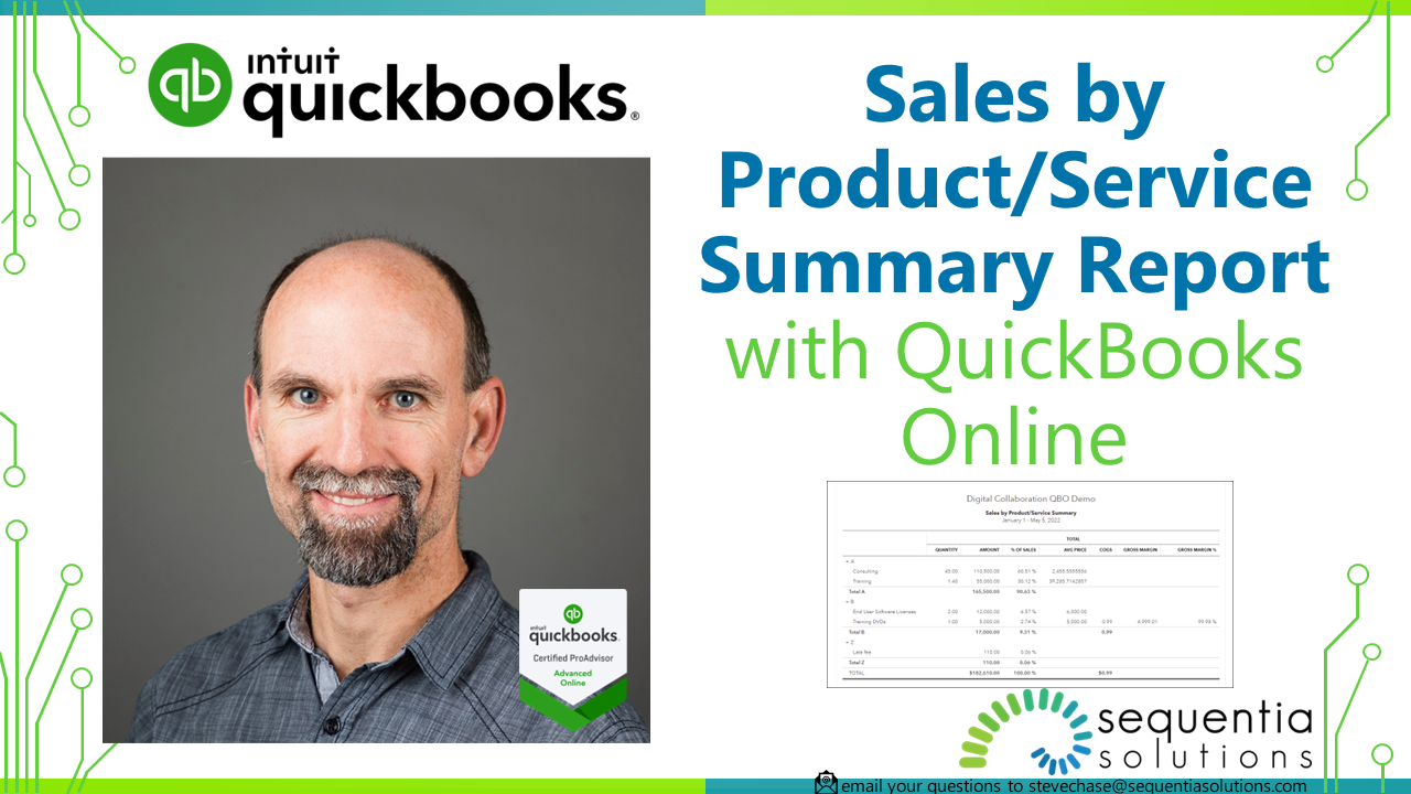 sales by product service summary in QuickBooks Online